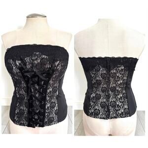 Hot Topic Tripp NYC XXL Black Lace Up Strapless Sexy Corset Bustier Top Gothic